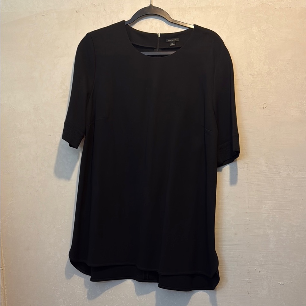Ann Taylor Black Boxy 3/4 Sleeve Blouse Size XL